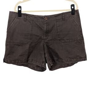 Vintage Old Navy Women's Sz 14 Brown Chino Shorts Back Flap Pockets 100% Cotton